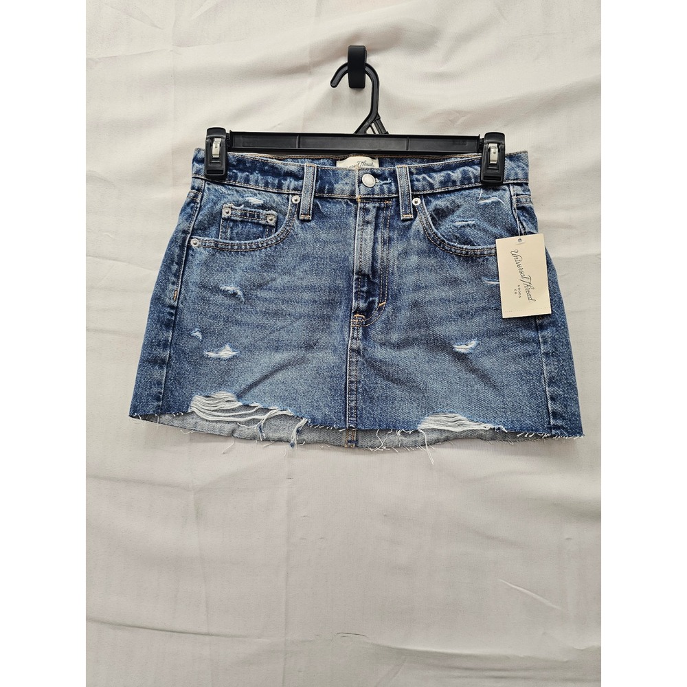 Universal Thread Womens Distressed Denim Skirts Blue Cotton Casual Size 4